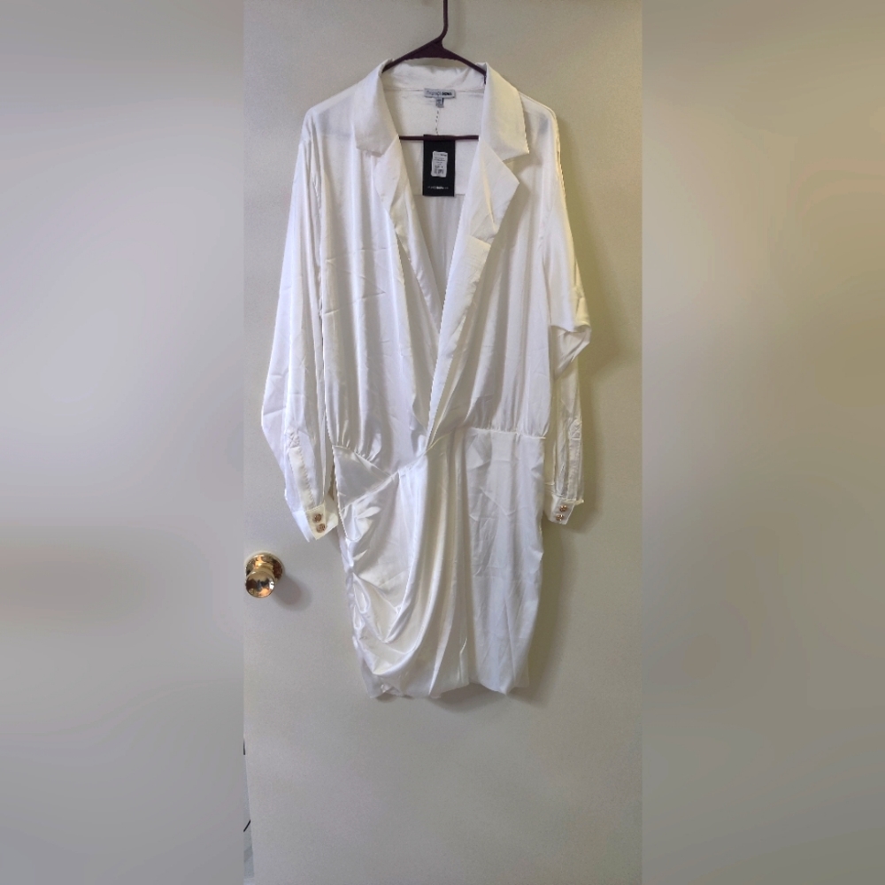 White Satin short shirt like dress